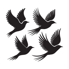 Fototapeta premium Flying Bird silhouette in Vector illustration. isolated bird flying. tattoo design. 