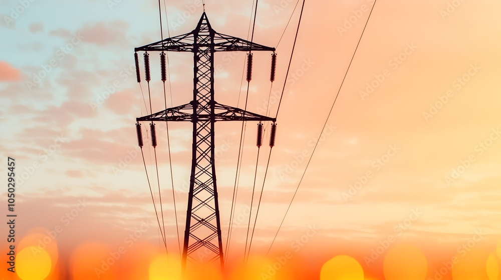 Aufkleber majestic electricity pylon casting a commanding presence over a continuous power data graph with war