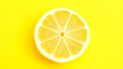 Lemon Slice on Yellow Background