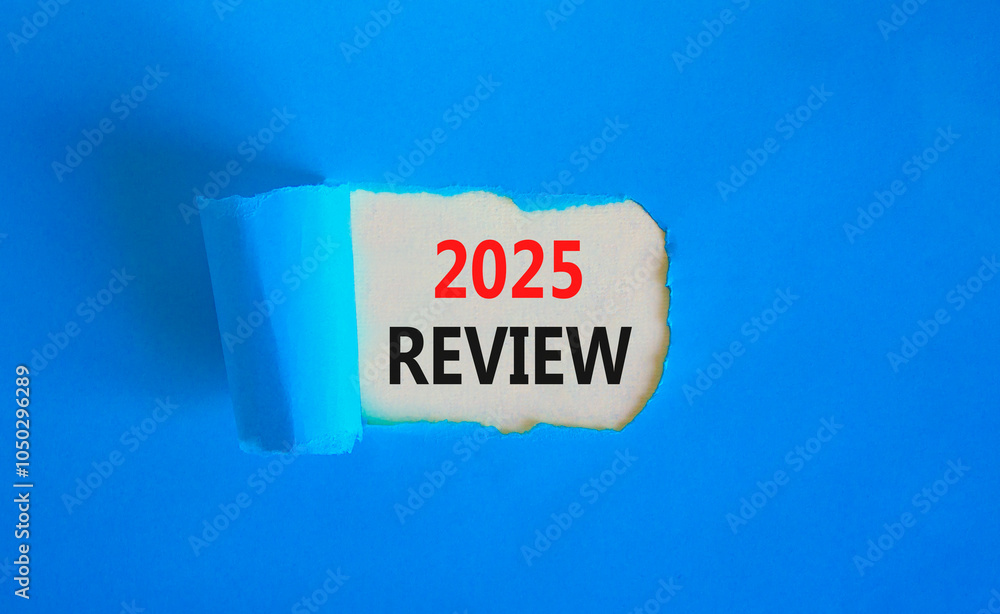 Wall mural planning 2025 review new year symbol. concept words 2025 review on beautiful white paper. beautiful 