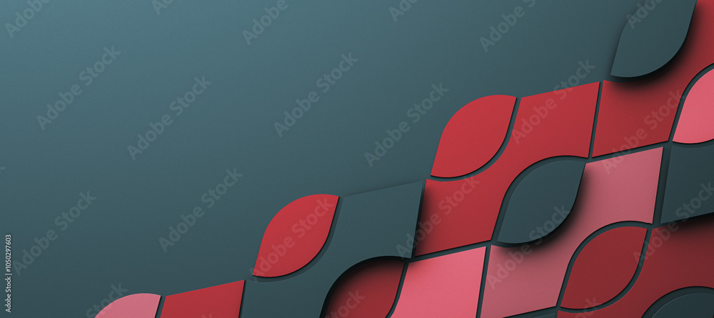 Leinwandbilder abstract geometric shapes in red and black tones on a modern backdrop. 3d rendering