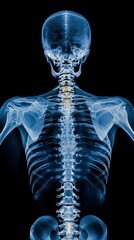 X-ray of human upper skeleton with blue light