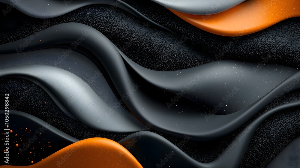 Aufkleber Dramatic and moody abstract background with dark grainy waves and bold orange and white streaks perfect for creating eye catching and impactful banner poster or other graphic design projects