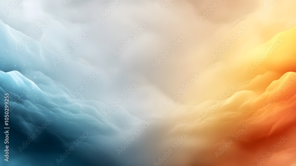 Poster Stunning gradient background with a vibrant color transition from yellow to blue featuring abstract glowing shapes that create a bold textured digital art banner