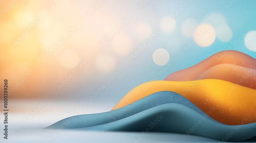 Fototapete A dynamic and noisy gradient background featuring a bold transition of vibrant colors from yellow to blue  Abstract glowing shapes create a captivating textured banner