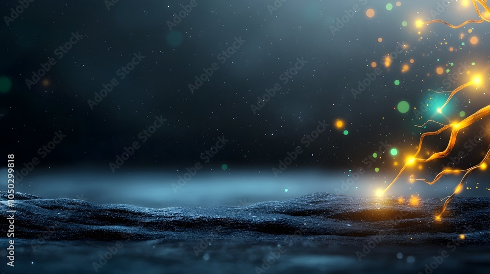 Poster Visually striking abstract background featuring vibrant glowing shapes interwoven in a noisy textured gradient perfect for creating eye catching and modern digital banners web designs