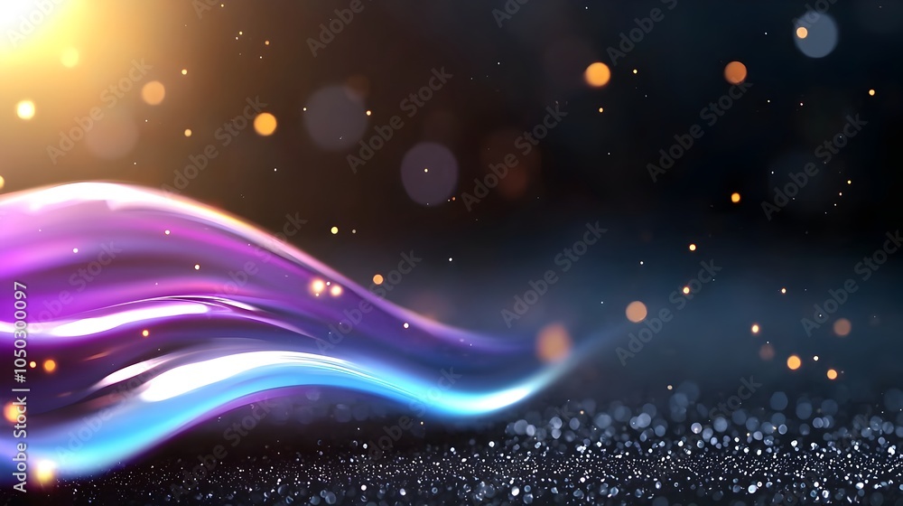 Poster futuristic abstract design featuring glowing gradient shapes in vibrant purple and blue hues set aga