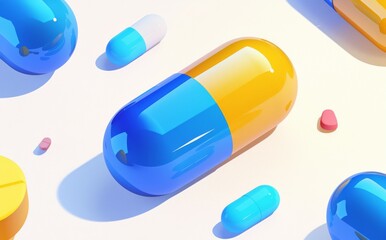  two blue pills and one yellow pill