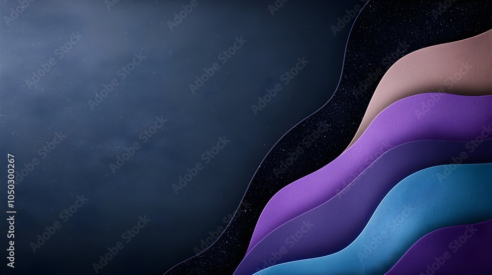 Poster Moody gradient shapes in dark purple and blue hues highlighted with glowing effects and black noise textures for a visually striking modern and futuristic banner or cover design