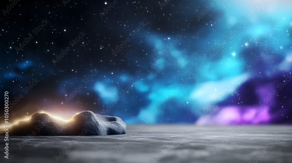 Aufkleber Moody and Atmospheric Abstract Gradient Shapes with Glowing Highlights and Dark Textured Background Perfect for Modern Banner Cover or Graphic Design