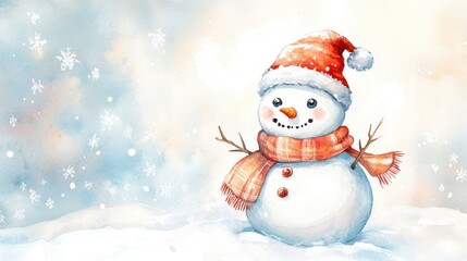 Cute snowman. Winter holiday theme.