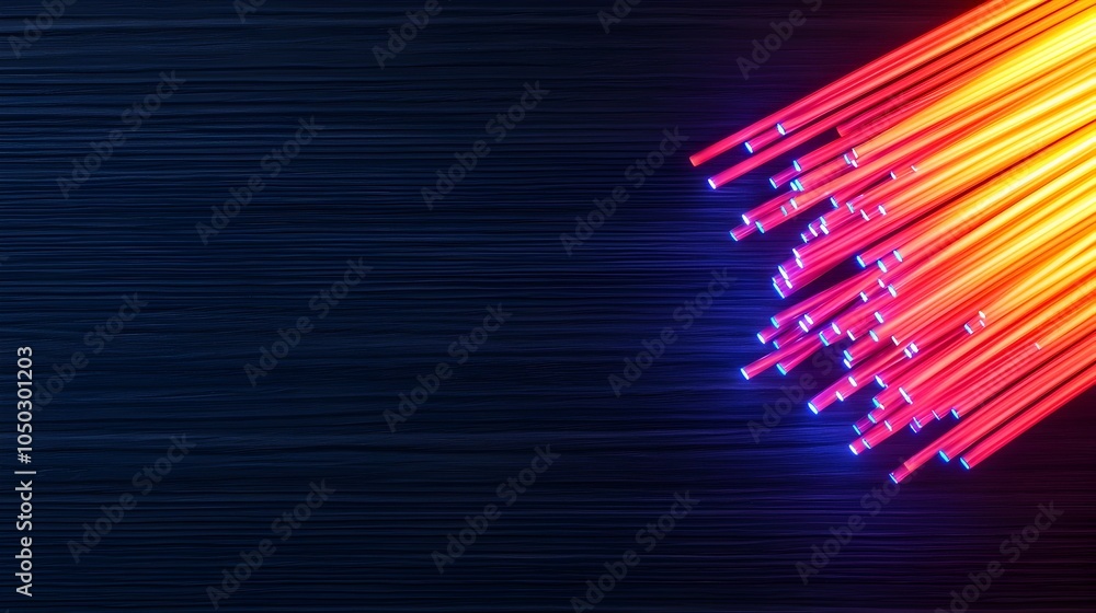 Aufkleber stunning close up of glowing fiber optic cables with vivid pulsating colors delicately spreading acr