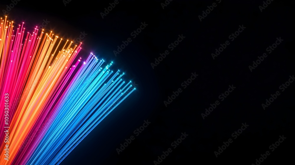 Leinwandbilder mesmerizing close up shot showcasing the vibrant colorful light emitted from fiber optic threads set