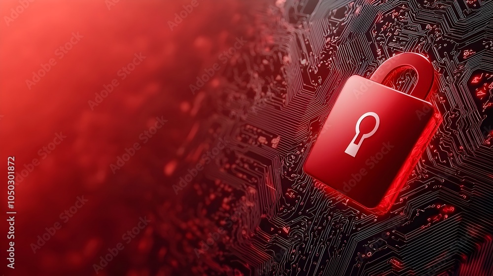 Poster Glowing high tech security icon at the center of a futuristic digital interface surrounded by complex network data encrypted communication protocols and cybersecurity elements