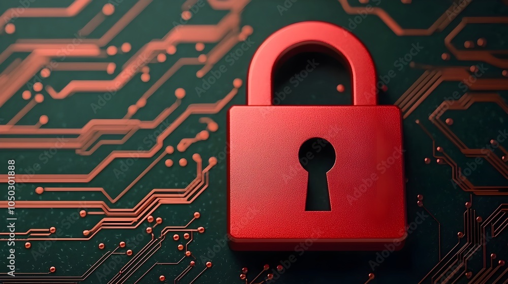 Leinwandbilder Futuristic glowing lock icon surrounded by complex network security data and encrypted communication protocols in a high tech digital interface