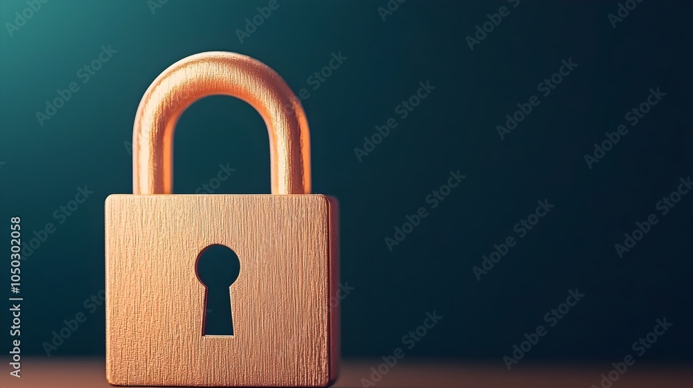 Fototapete Close up view of a glowing transparent digital lock on a holographic interface representing advanced network security technology with encrypted data streams and security protocols