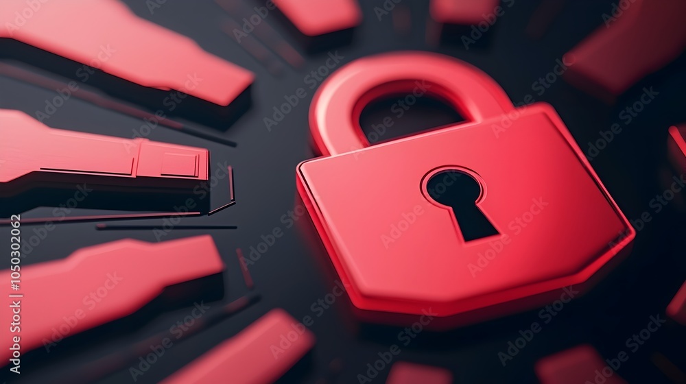 Leinwandbilder Close up view of a glowing digital lock on a sleek futuristic holographic interface symbolizing the advanced security features and encrypted data streams of a secure network technology system