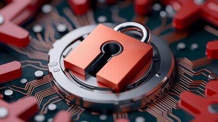 Close up view of a secure lock within a high tech digital interface highlighting advanced cybersecurity protocols and encrypted communication across integrated systems
