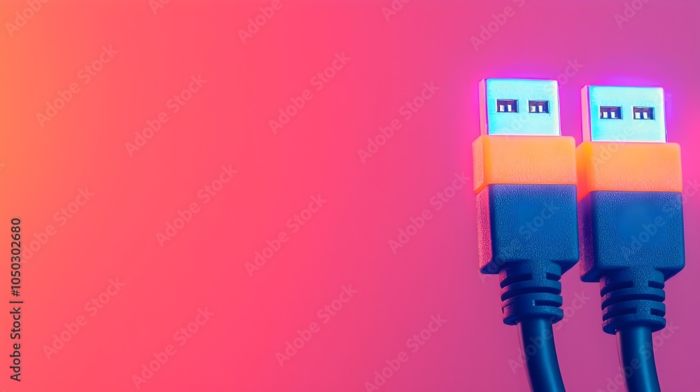 Aufkleber close up shot of rj45 ethernet cables glowing with vivid led lights reflecting vibrant colors that h