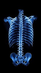 X-ray of human upper skeleton with blue light