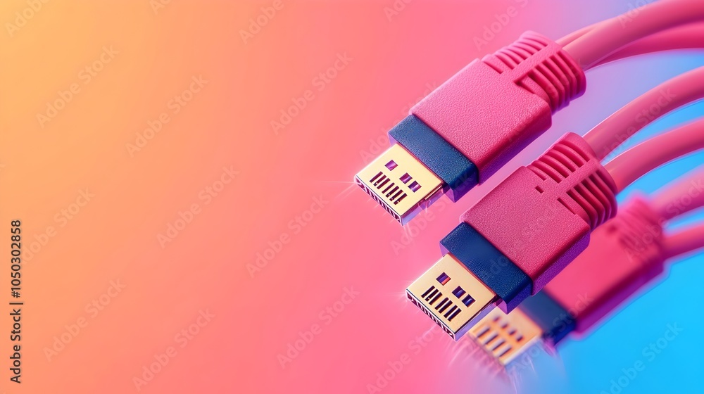 Poster Glowing RJ45 Ethernet Cables with Dynamic LED Lights Showcasing a Futuristic and Modern Design of Network Equipment in a Close up View