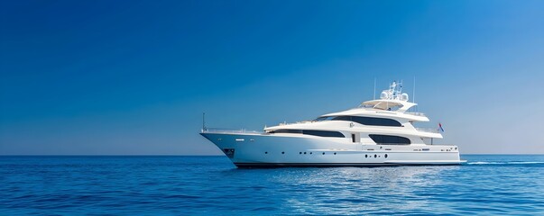 Fototapeta premium Luxury Yacht Retreat - Elegant Design with Bath Hub Champagne Service Cozy Cabins and Pristine Beaches for Ultimate Relaxation