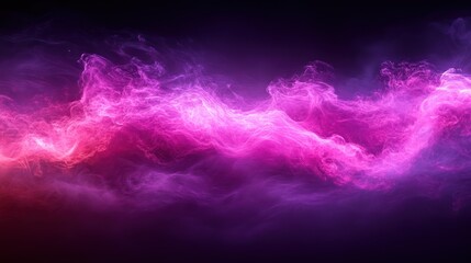 Naklejka premium Pink neon light smoke. Space cloud game background. Metaverse wallpaper with purple futuristic mist