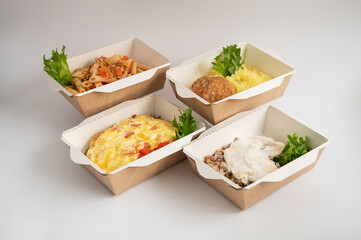 Assorted Takeout Meals in Eco-Friendly Containers