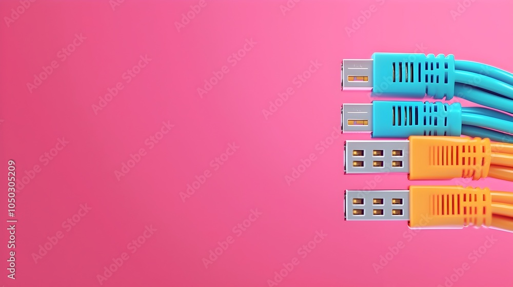 Poster Closeup shot of an RJ45 network cable with vibrant light pulsing through the connection showcasing the intricate details of the pins and wires in high definition