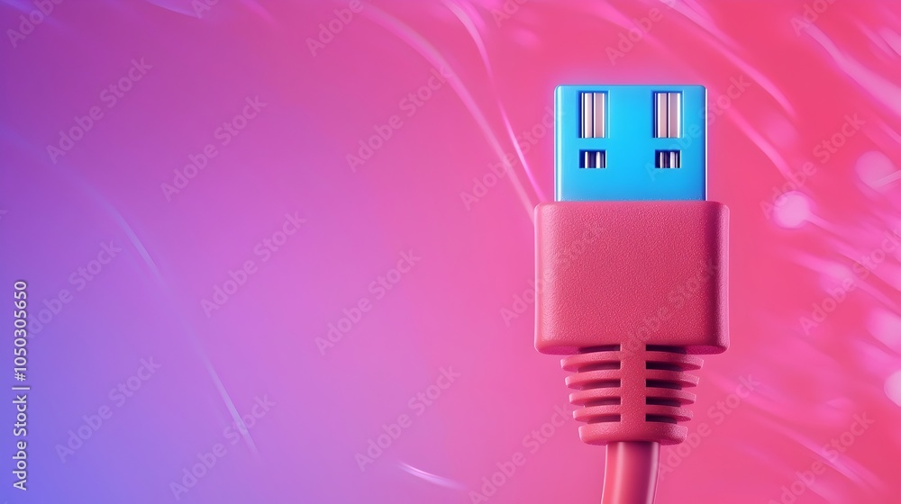Leinwandbilder Close up of a glowing RJ45 cable connector with vibrant blue light capturing the fine details of the connector pins and light trails representing the high speed data flow through the network cable
