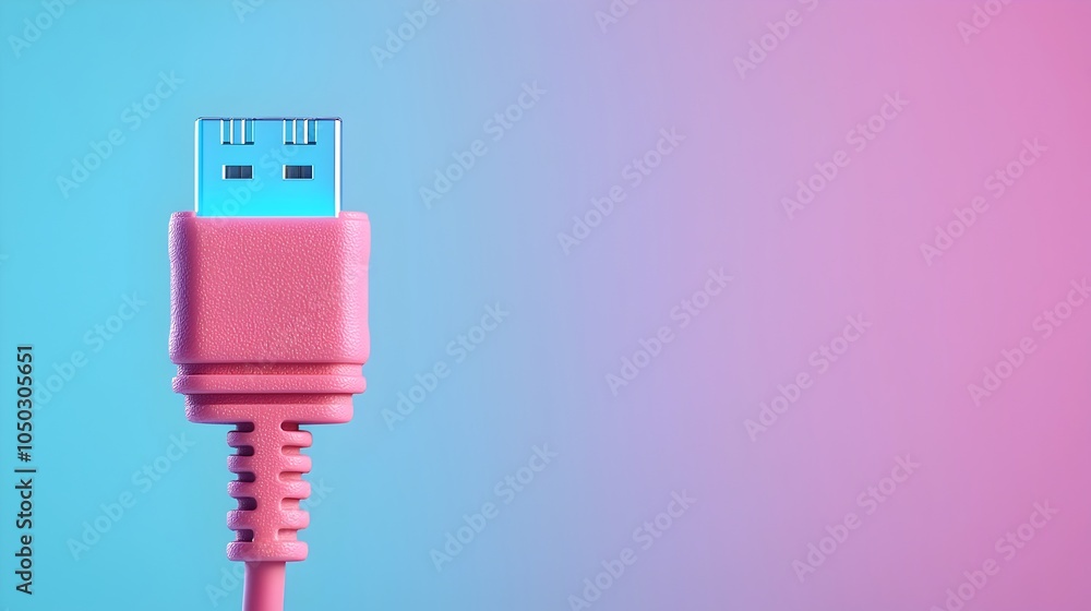 Poster Close up of a vibrant blue glowing RJ45 ethernet cable connector capturing the fine details of the connector pins and light trails representing high speed data flow and digital technology