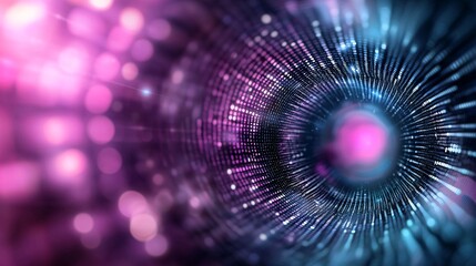 Obraz premium Vibrant Abstract Fractal Design with Infinite Binary Code Loop - Surreal Kaleidoscopic Patterns Illuminated by Colorful Lights