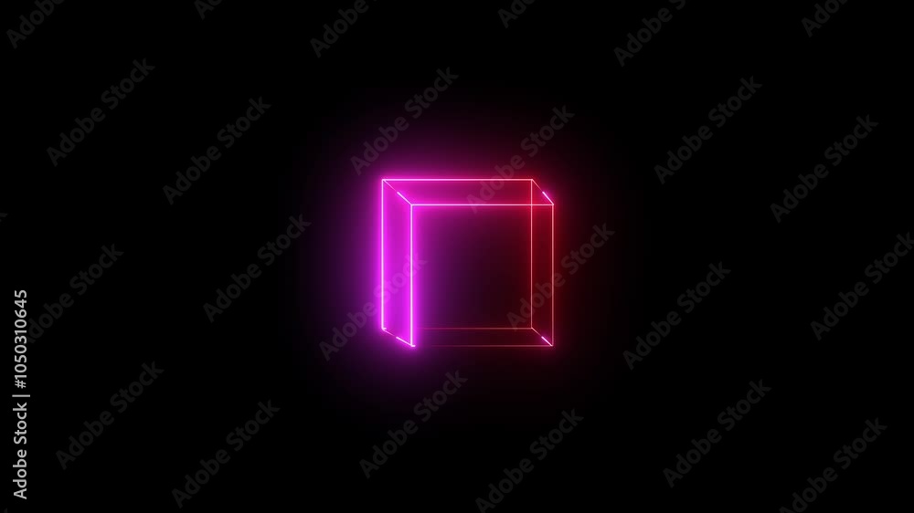 Poster spinning animation loops on transparent background with alpha channel cube abstract animation.