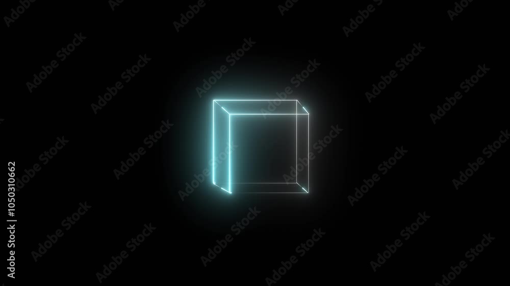 Poster spinning animation loops on transparent background with alpha channel cube abstract animation.