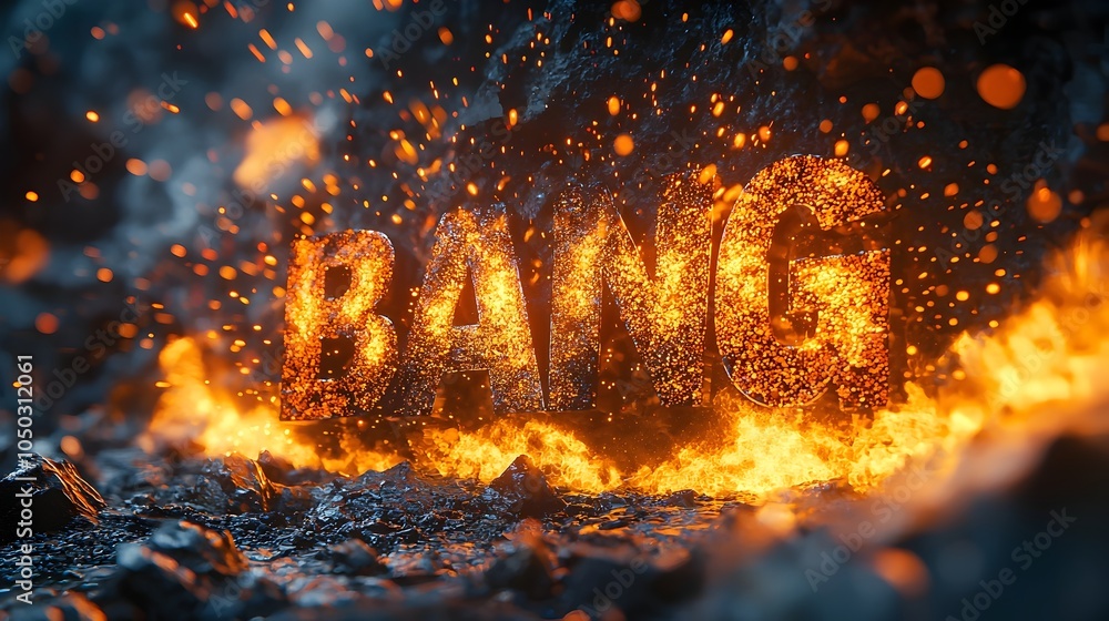 Poster dramatic comic book inspired explosion with bold 3d text fiery flames dynamic action lines and vibra