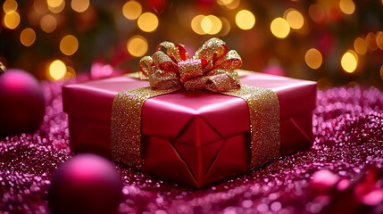 Holiday decorations. Festive Christmas decorations in vibrant colors, New Year celebrations