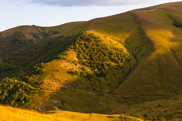 Beautiful sunset in the Caucasus Mountains. Nagorno-Karabakh, Azerbaijan.