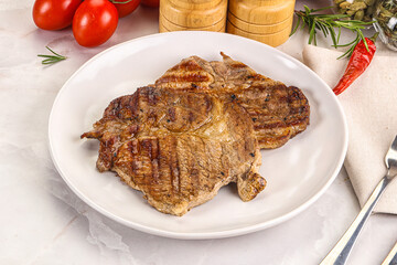 Grilled pork neck sirloin steak
