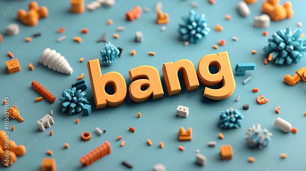 Aufkleber striking 3d text bang in a bold comic book inspired explosion scene with vibrant colors dynamic line