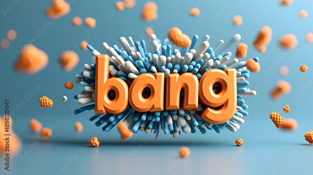 Poster explosive 3d comic book style text bang with vibrant dynamic backdrop colorful comic scene with acti