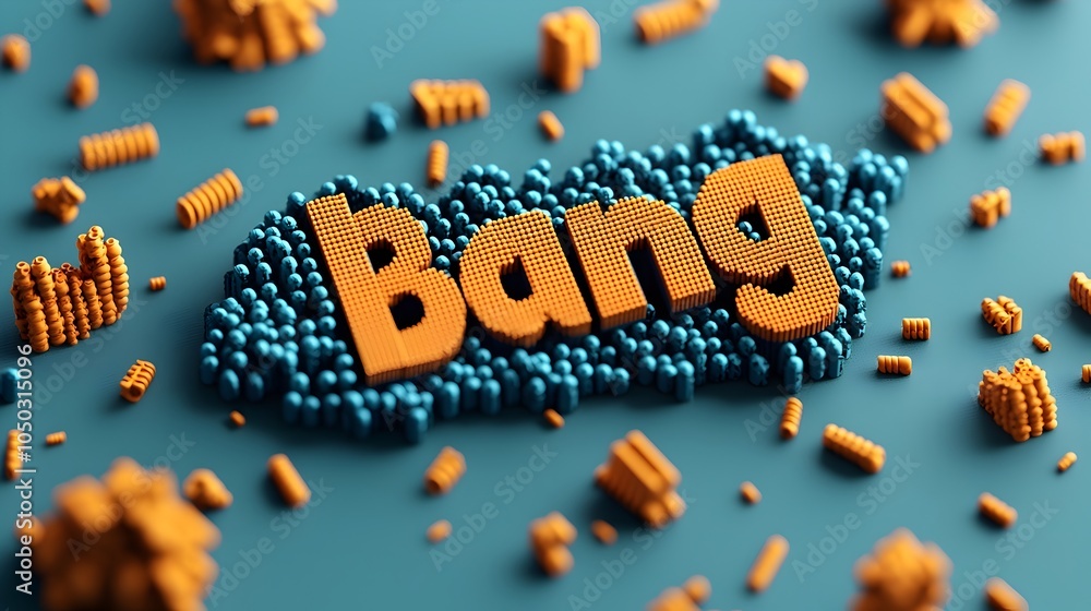 Poster dramatic 3d text in a bold comic book inspired explosion with vibrant dynamic lines and powerful ene