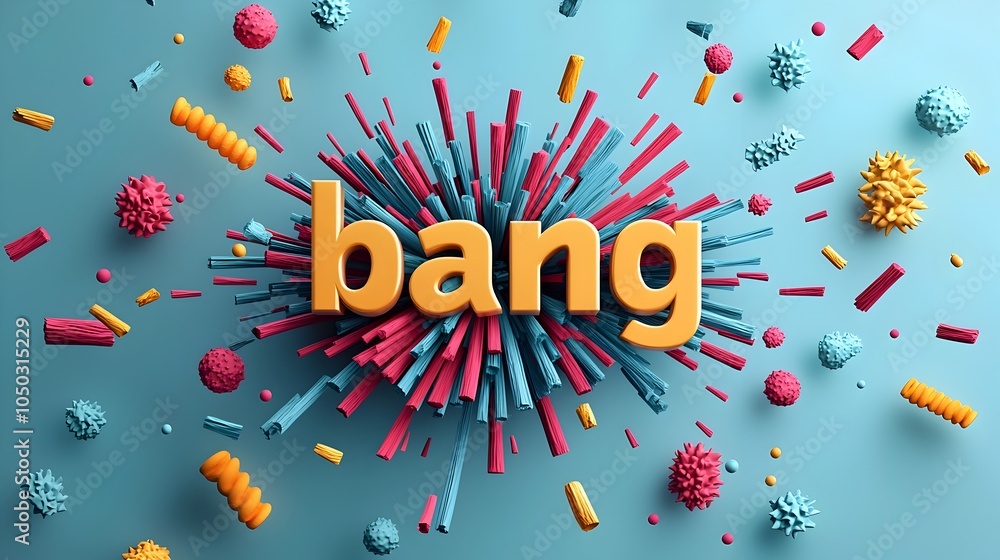 Poster bold 3d bang text with a colorful background filled with motion lines bright energy bursts and a dyn