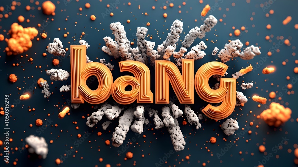 Poster Dramatic 3D Bold Comic Book Style Text with Explosive Colorful Background and Dynamic Lines Creating a High Energy Action Scene