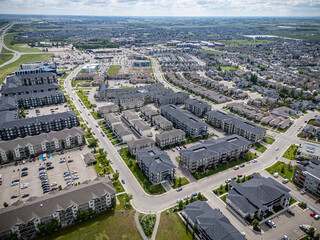 Aerial Drone View of Stonebridge Neighborhood in Saskatoon, Saskatchewan