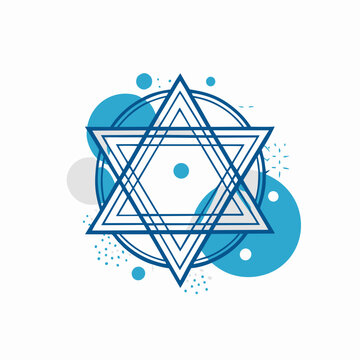 blue star david geometric design clip art preview