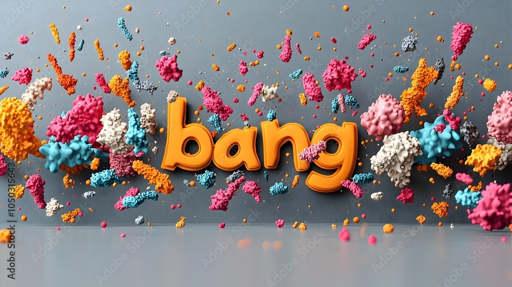 Leinwandbilder Explosive comic book scene with dynamic 3D text and vibrant colorful bursts action packed background with powerful motion lines to create an impactful cinematic visual effect