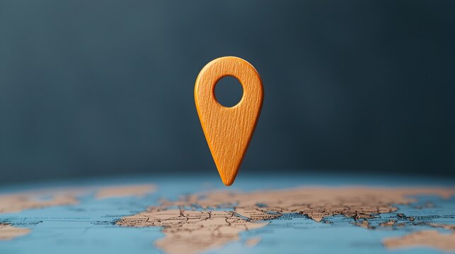 Closeup of a location pin on a blue lit world map capturing the essence of travel and through glowing lines and map details representing the concept of navigation global connectivity