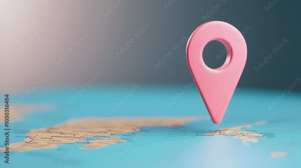 Leinwandbilder close up view of a glowing blue world map with a pin highlighting the concept of navigation location