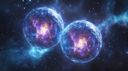 Fototapeta premium Two quantum particles moving in perfect synchronization