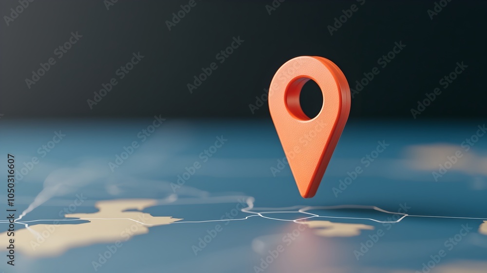 Poster Close up of a glowing navigation pin marker situated on a detailed blue hued world map with futuristic design elements representing global positioning tracking and digital connectivity